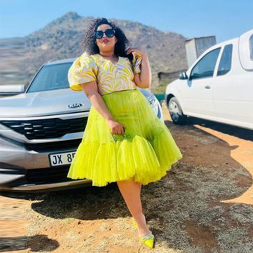 

Green Tulle Tutu Skirt Plus Size Elastic Waist Puffy Skirt Knee Length Women Formal Wear Custom Color And Size 2025