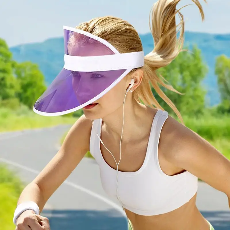 Fashion Summer Outdoor Sports Sun Protection Cap Unisex Clear Visor Hat PVC Sunshade Hat UV Protection Hat