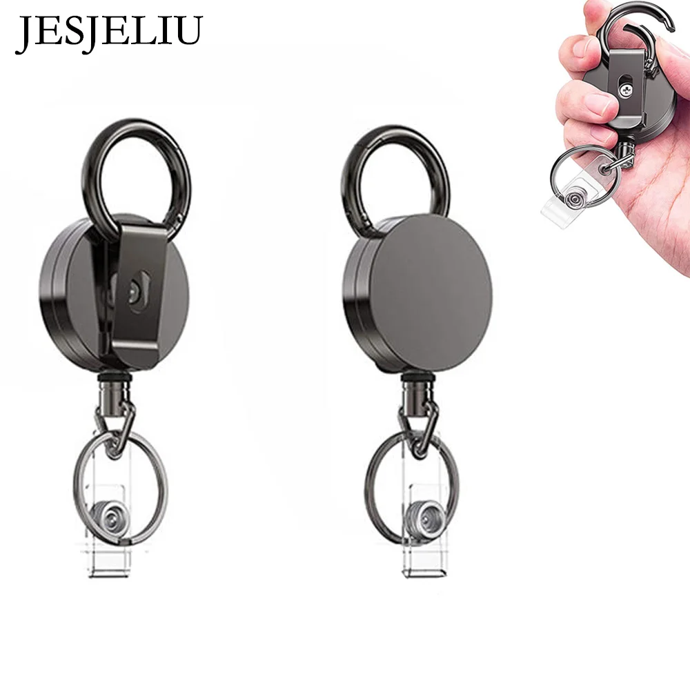 Chowany Metal drut brelok Pull odznaka bębnowy identyfikator identyfikator z plakietką pokrowiec na karty bębnach odrzutu łańcuch klipy klucz zewnętrzny pierścień