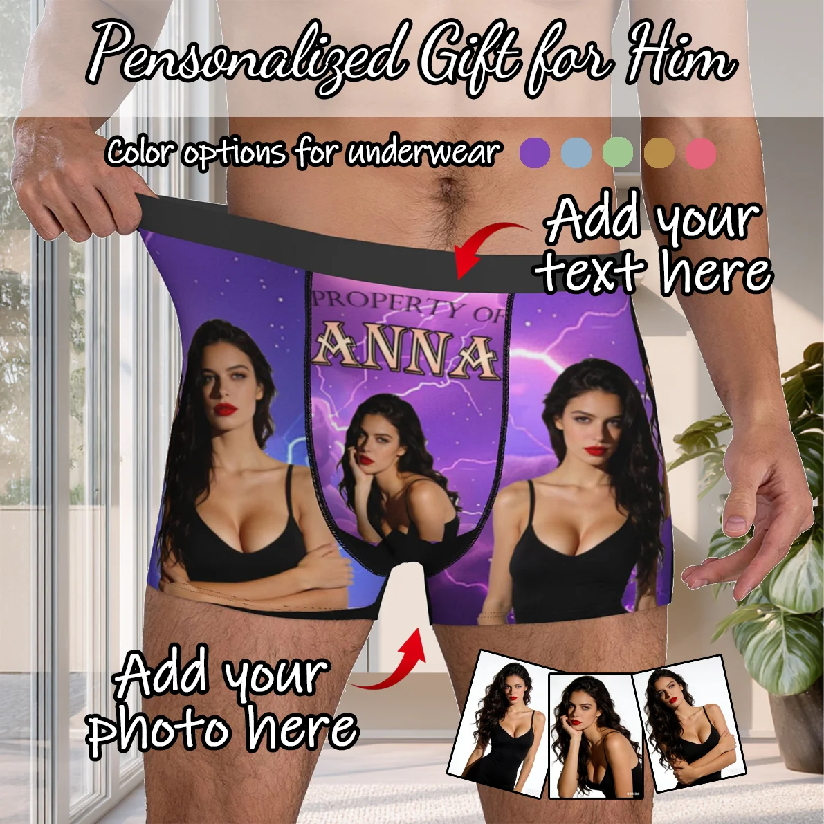 Personalized Face Photo Underwear Custom Boxer Briefs Custom Men Valentine's Day Gift For Husband Anniversary Gift for Dad