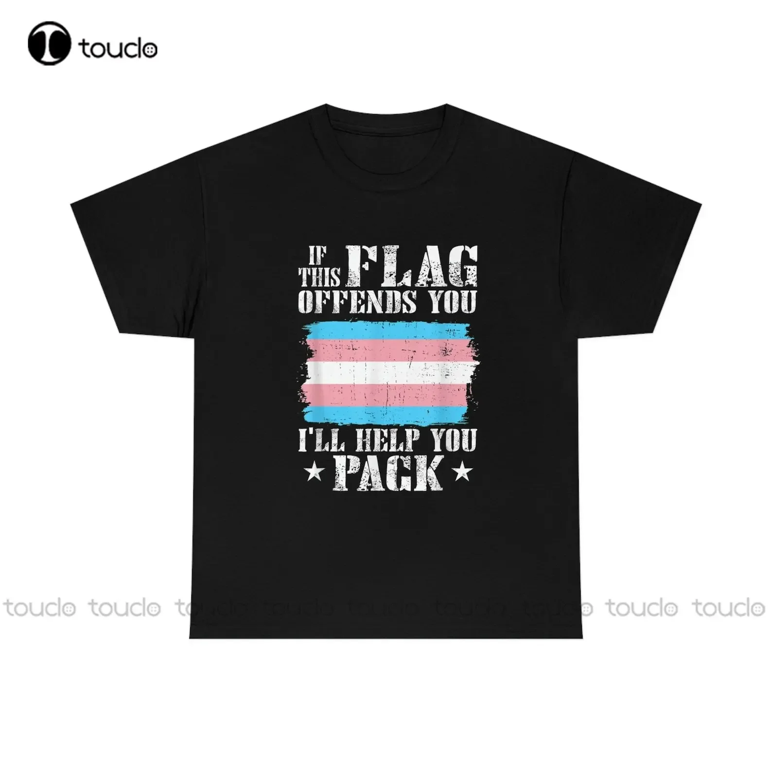 Trans If This Flag Offends You I'Ll Help You Pack Funny Meme Shirt Purple Shirt Cotton Outdoor Simple Vintage Casual Tee Shirts