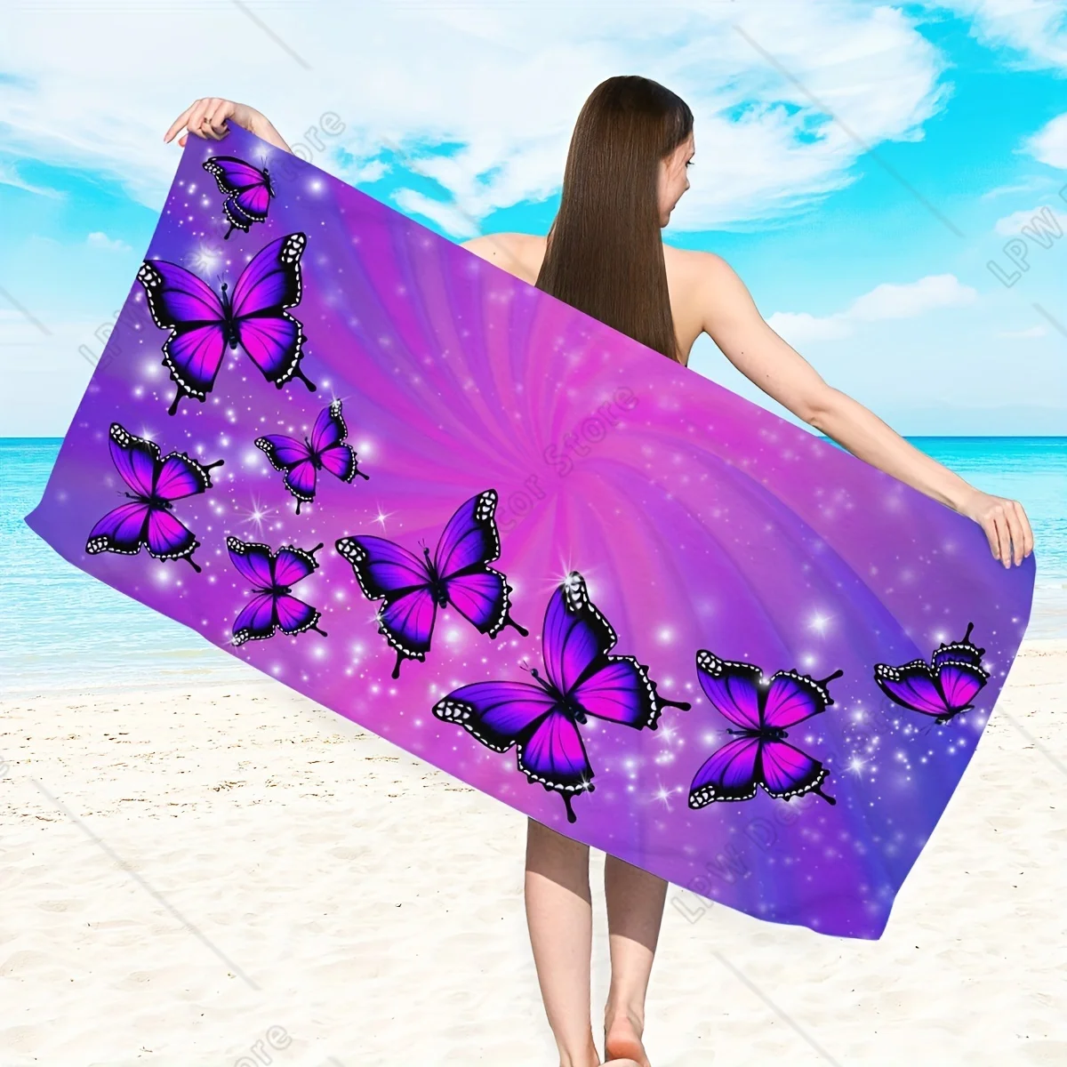 Butterfly Print Beach Towel Summer Vacation Essential Poolside Accessory Perfect Gift for Beach Lovers