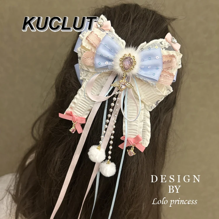 Accesorio de Cosplay para niña, accesorios para el cabello de moda Lolita para mujer, tocado nuevo dulce y bonito, pinza para el pelo con lazo hecha a mano