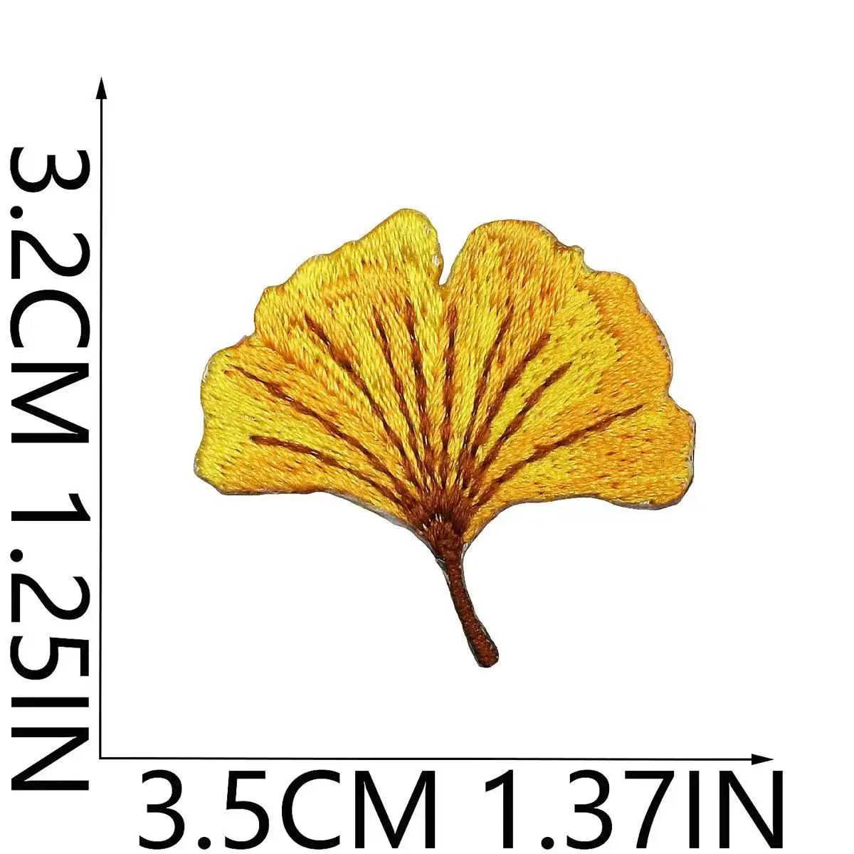 4PCS Fall Ginkgo Leaf Patches – Yellow, Green & Red Iron-On/Sew Appliqués for DIY Clothing, Bags, Hats, Jeans & Slippers