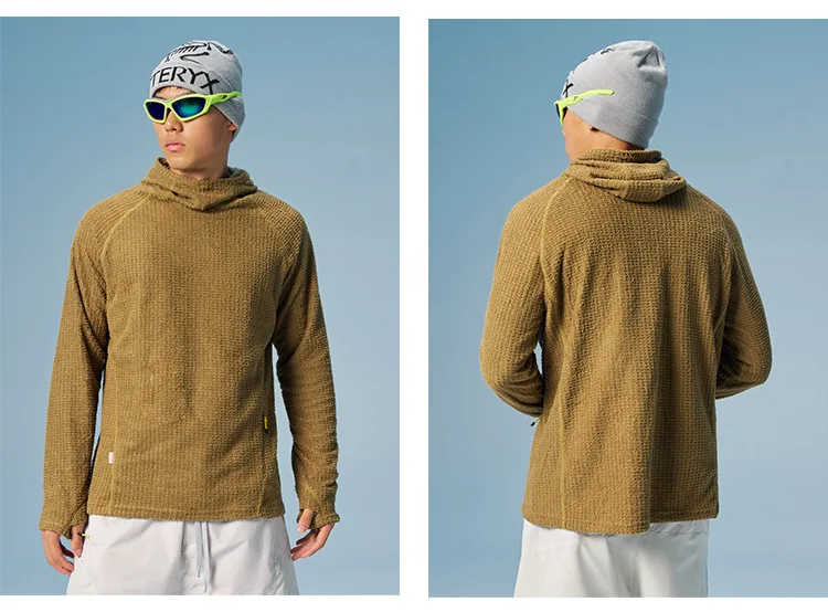 Thermolite Leichtgewichtiger Konstanttemperatur-Wärme-Fleece-Kapuzenpullover mit Air-Fleece-Pullover für Radfahren, Laufen und Sport – Detail 22