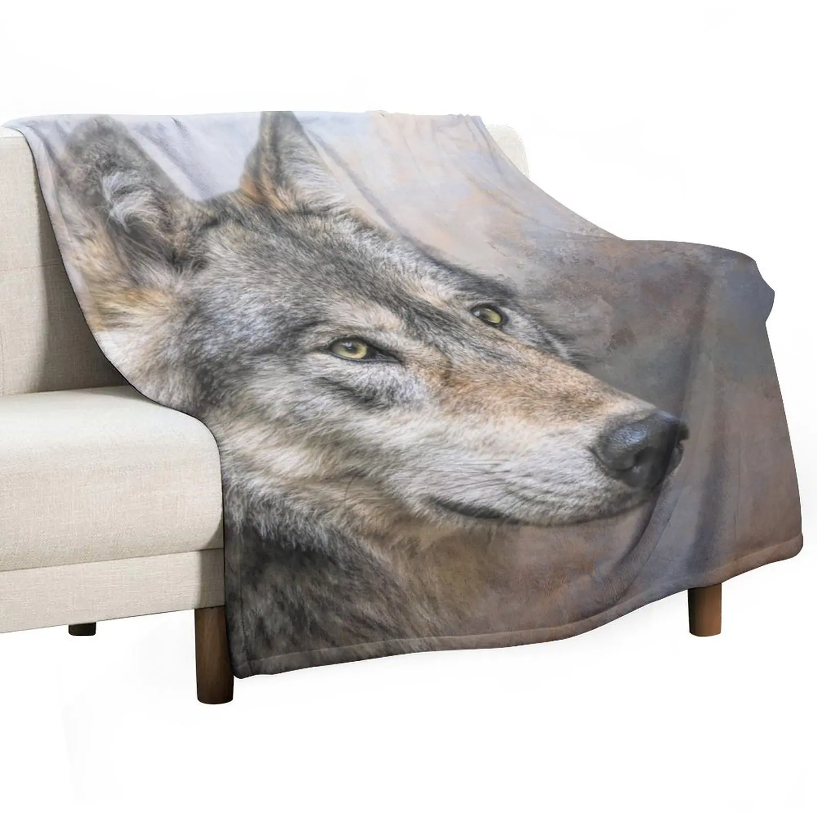 

Gray Wolf Throw Blanket Color Fast Cozy Throw Blanket