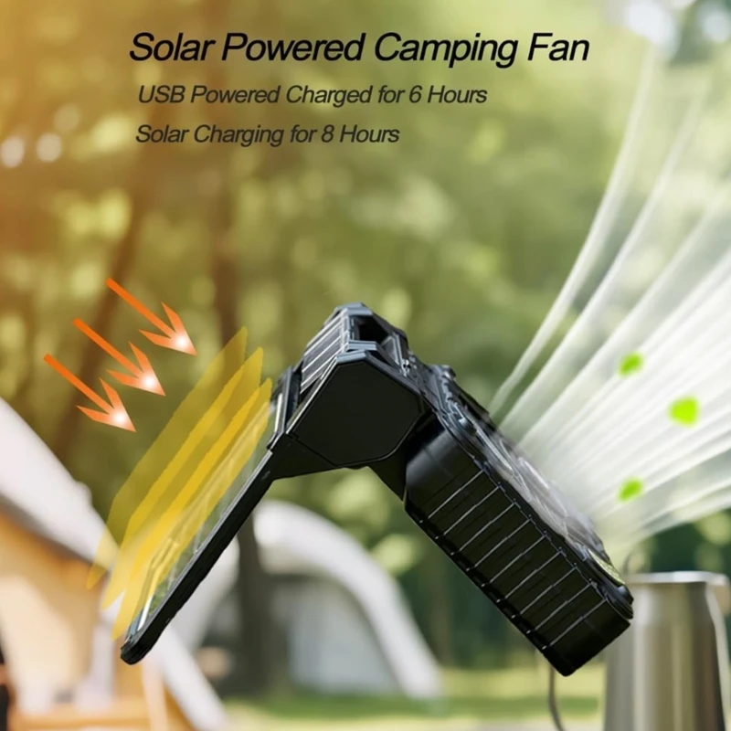 مروحة التخييم الخارجية M2EE تعمل بالبطارية بقدرة 5200 مللي أمبير في الساعة ومروحة صيد مع ضوء LED