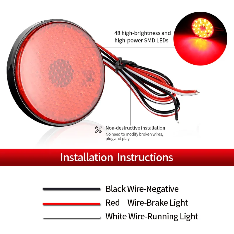 Enquêter arrière à lentille rouge Canbus LED, réflecteur de pare-chocs arrière, feu stop arrière, Toyota Highlander Sequoia ZRR70, Noah Vcedar 2008-2010, 2 pièces