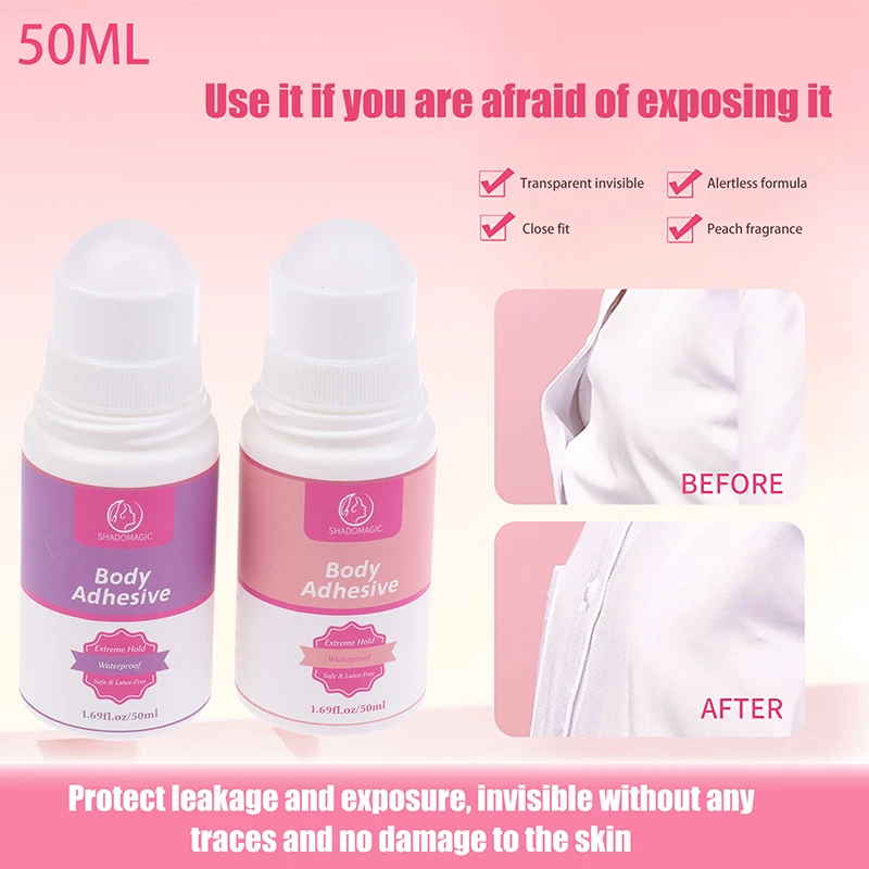 Hot！50ml Anti-Slip Glue Roll On Skin Adhesive For Clothing Dress Body Skin Anti-exposure Bra Non-slip Fixed