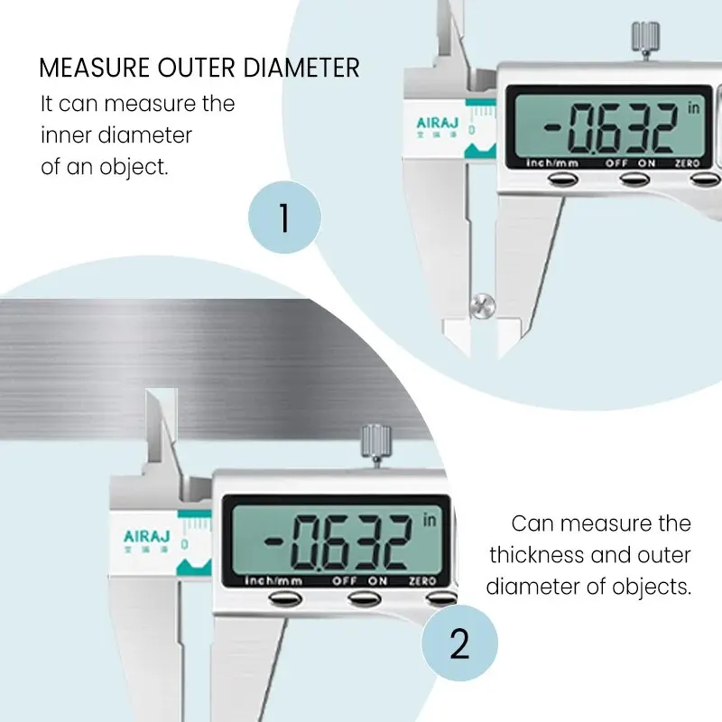 AIRAJ High-precision Digital Caliper Stainless Steel Long Waterproof Vernier Caliper Level Multi-function Measuring Tools