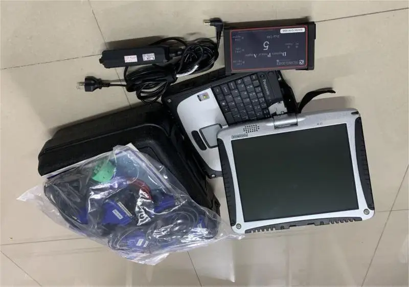 

Инструмент для диагностики грузовиков Адаптер протокола Dearborn 5 Сверхмощная диагностика Новейшее программное обеспечение в CF19 i5 90% новый сенсорный экран ноутбука