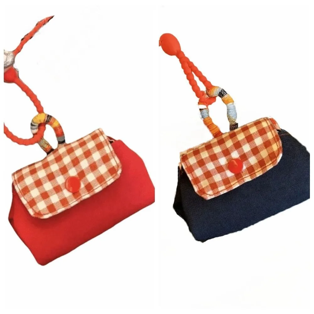 Tragbare Leinwand Plaid Lagerung Tasche Zipper Koreanischen Stil Kopfhörer Tasche Hängen Schlüsselbund Ethnischen Stil Geldbörse Damen