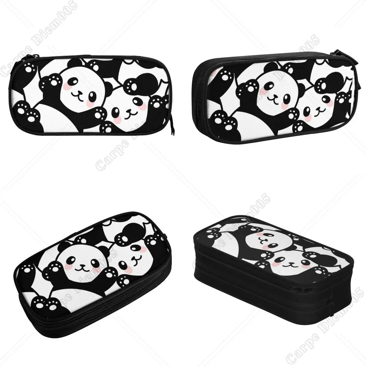 Estuche de lápices de Panda, caja de bolígrafos natural de animales de dibujos animados, bolsas para estudiantes, almacenamiento grande, regalo de