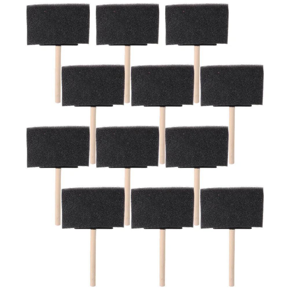 

12pcs Sponge Paint Brush Wood Handle Painting Tools Crafts Kids Foam Brushes Kit Supplies Narrow Areas Varnish