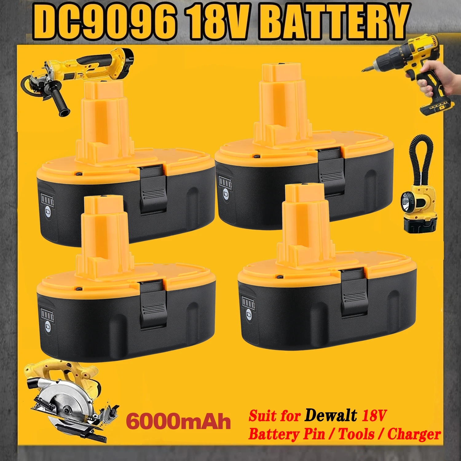 1/2/4 Uds DC9096 18V 6.0Ah batería de litio reemplazar para Dewalt 18V XRP Pin de batería DC9098 DE9095 DE9096 DE9098 DW9095 con luz LED