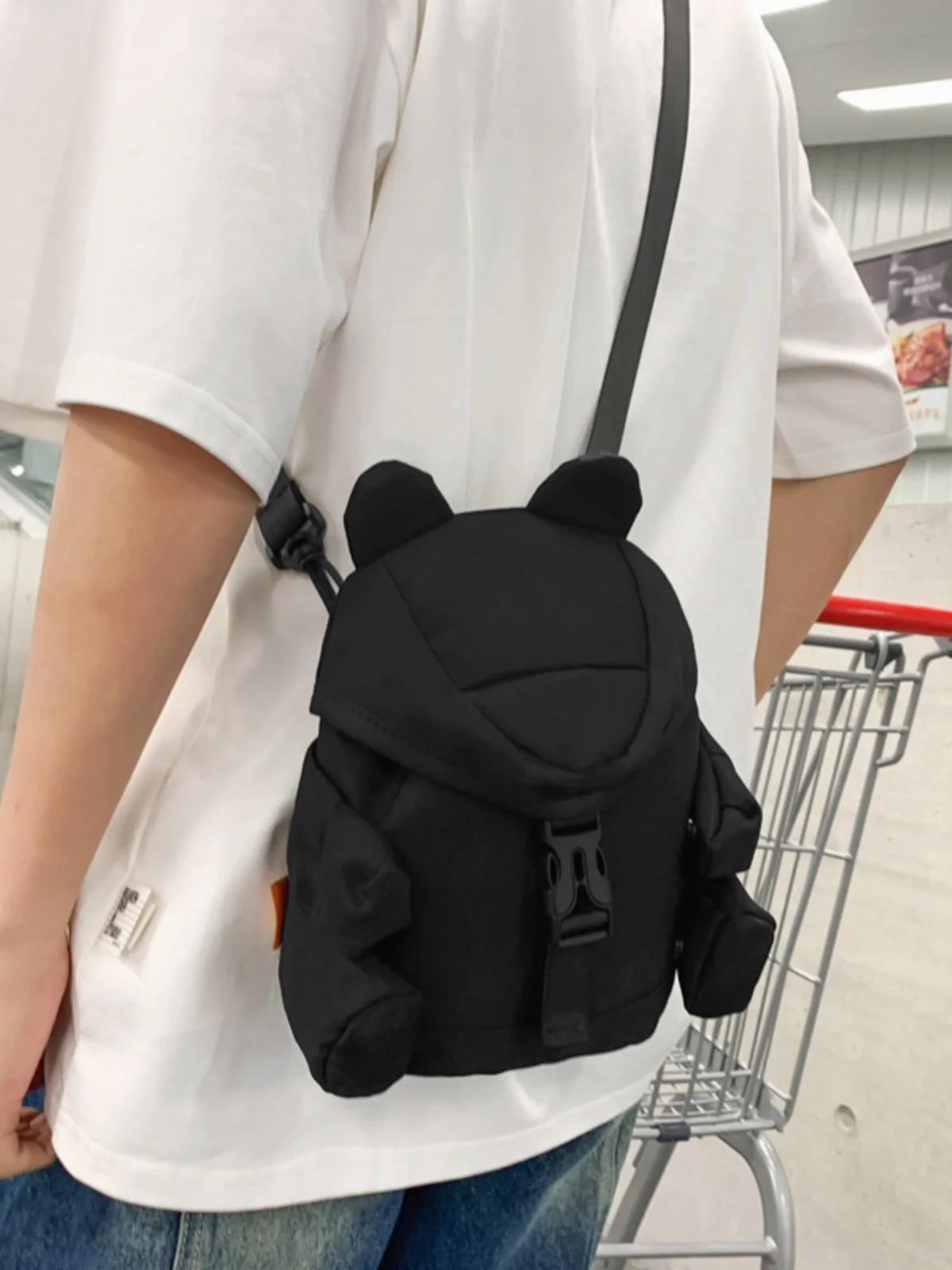 Original Cartoon Teddy Bear Design, Canvas Crossbody Women's Bag Simple And Casual Versatile Unisex Portable Shoulder Bag Trend