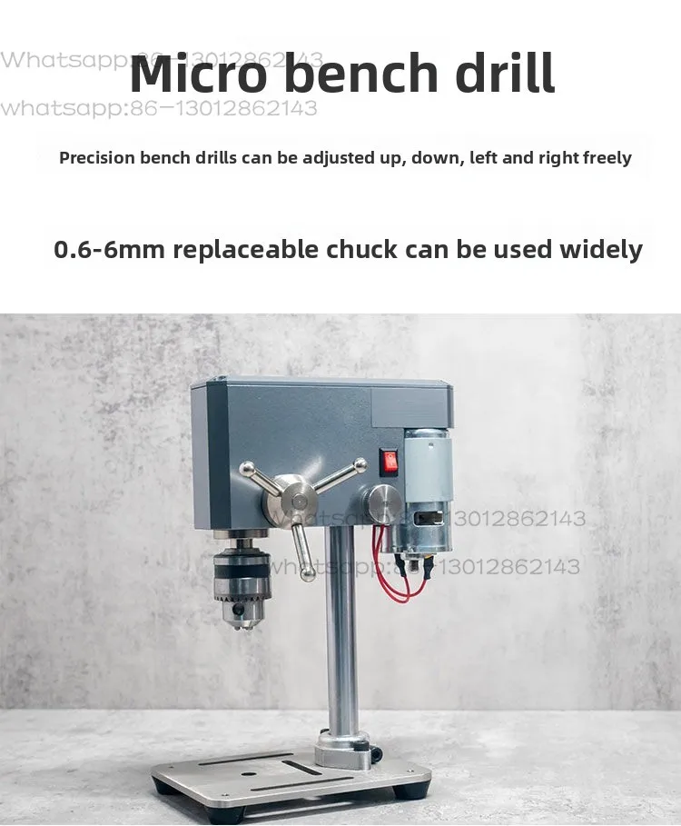 12V-24V Precision Mini Bench Drill - Multifunctional Home Use for Bead Making & Watch Repair, Space Grey