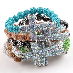 fashion ladies Crystal Pave ball cross bracelet shiny black and AB three color available