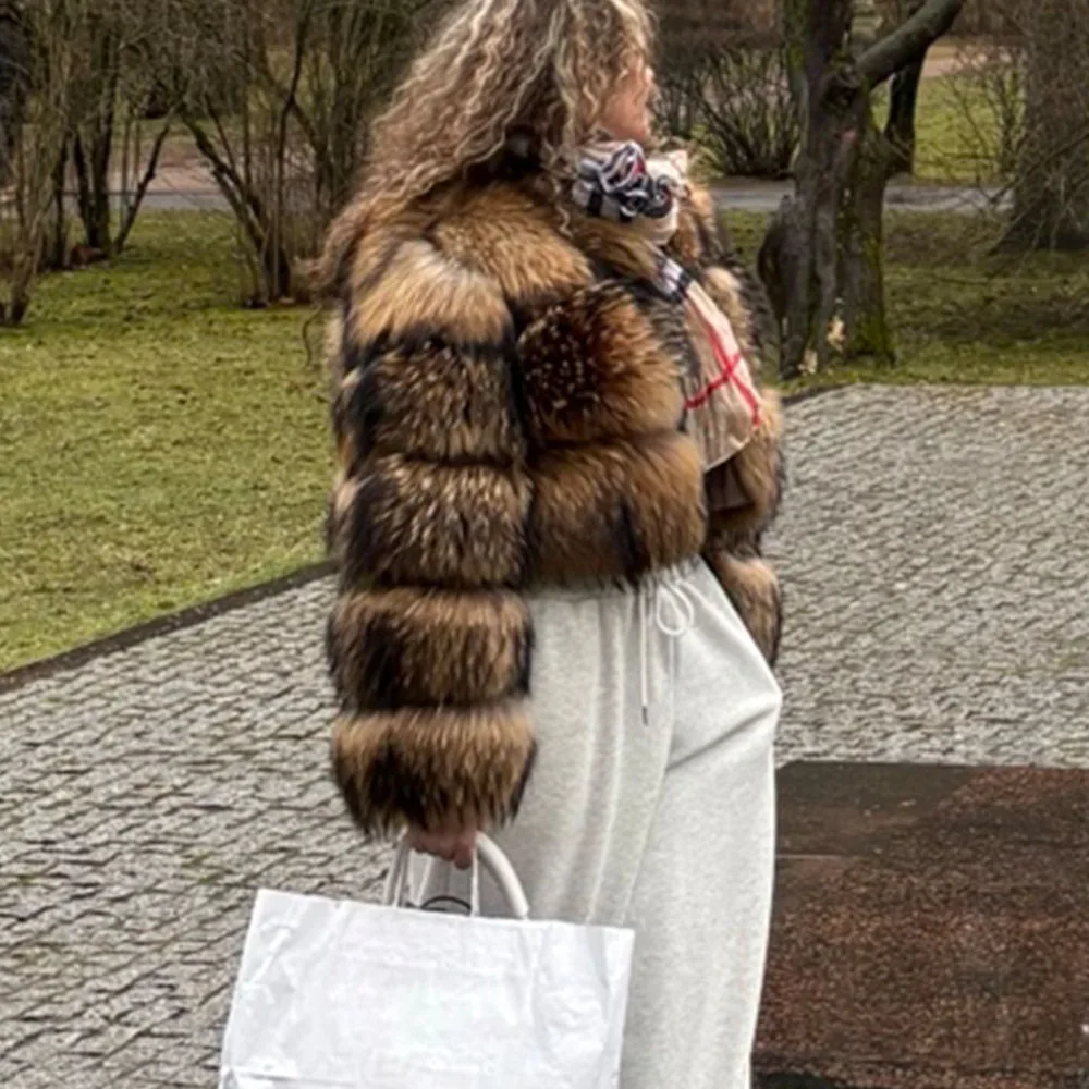 

Women's Winter Jacket Real Fur Natural Luxury Coat Warm Outerwear Vest Warm Luxury Jacket Parkas With Leather For Female