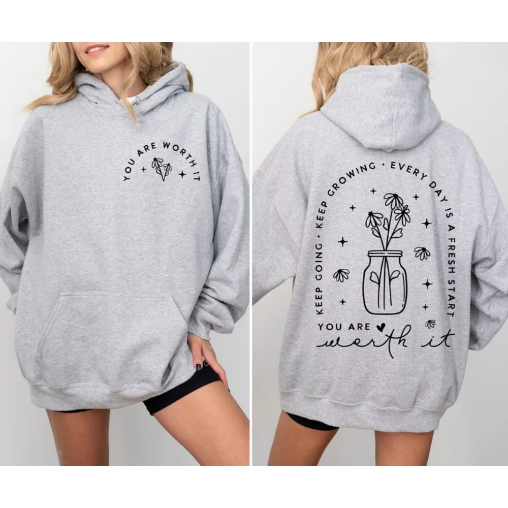 당신은 그럴 만하다 후드티 계속 가는 것이 필요하다 후드티 긍정적인 인용문 동기 부여 후드티 자기 사랑 영감을 주는 겨울 풀오버