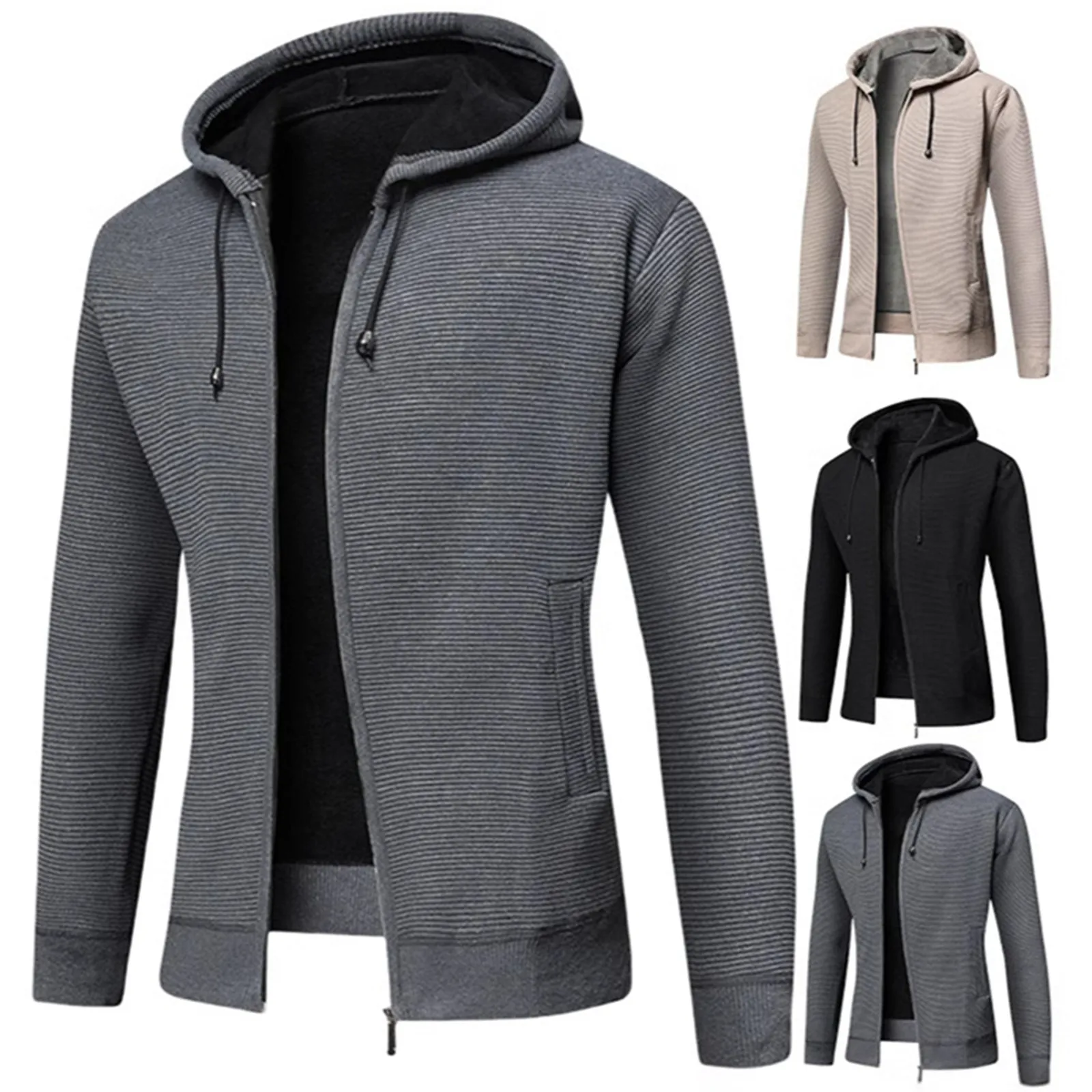 Autumn Men Sweatshirts Long Sleeve Fleece Jacket Hoodie Zipper Closure Jacket Male Hoodies Sweatshirt Slim Fit Male Clothing