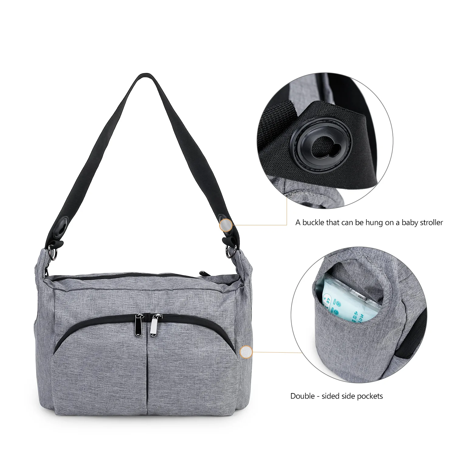 Portable Stroller Diaper Bag Single Shoulder Mommy Storage Bag For Baby Stroller Multifunctional Stroller Waterproof Storage Bag view 3