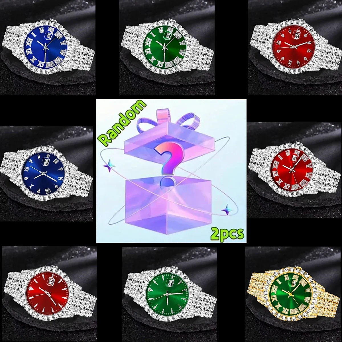2pc，Surprise mystery box with a 100% winning rate, randomly containing one of the  watches displayed in the image.