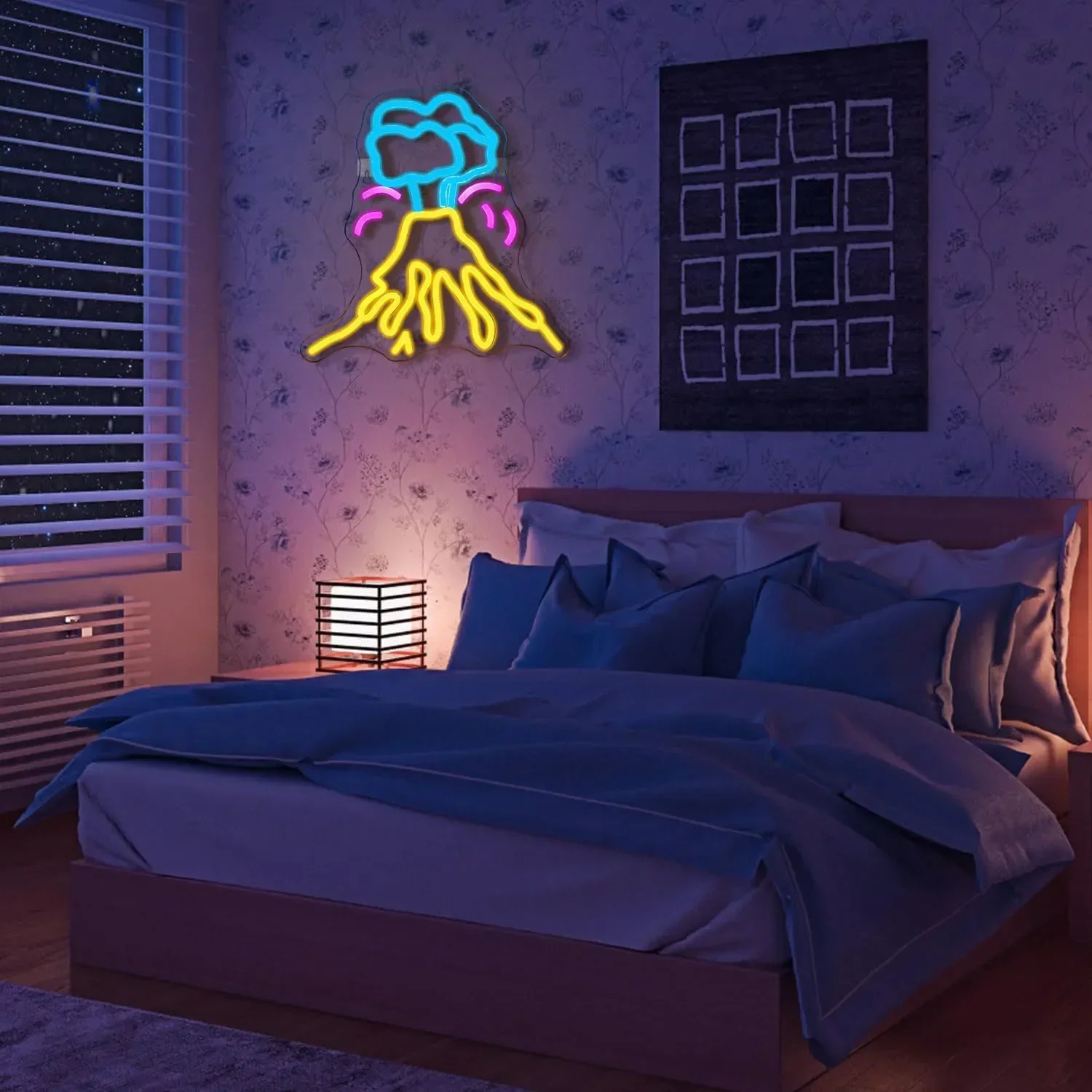 Volcano Neon Sign Fun Neon Sign for Wall Decor USB Dimmable Led Sign for Hotel Led Gamer Neon Sign Game Room Bar Club Decor