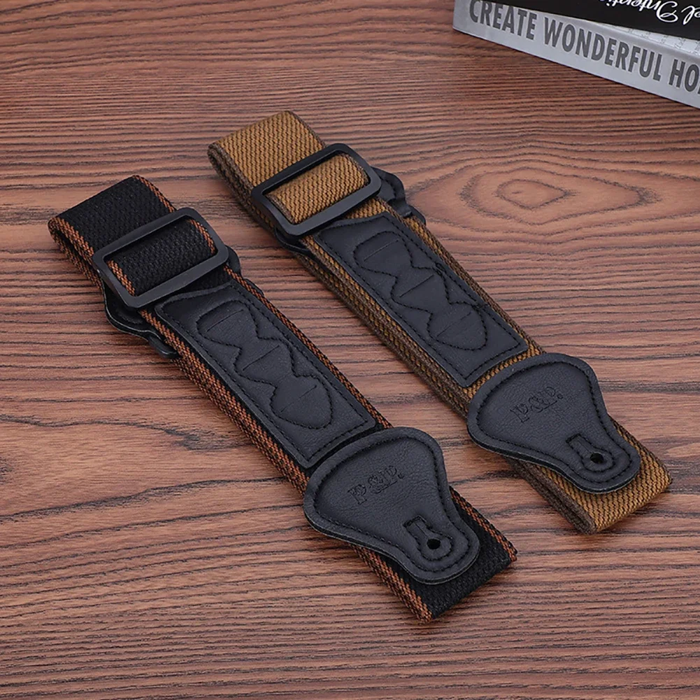 Nylon Guitar Strap Cowhide Head Electric Guitar Acoustic Guitar Universal Adjustable Guitar Strap With Guitar Pick Bag