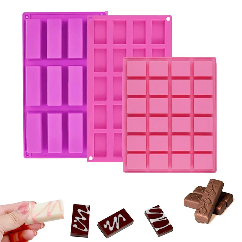

12/20/24 Cavity Chocolate Bars Silicone Mold Rectangle Square Granola Protein Energy Maker Whiskey Ice Cube Tray Candy Pralines