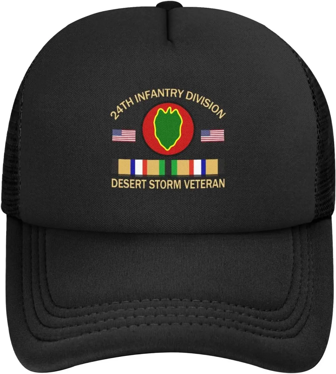 

24th Infantry Division Desert Storm Veteran Baseball Cap Black Breathable Trucker Hat for Women Men