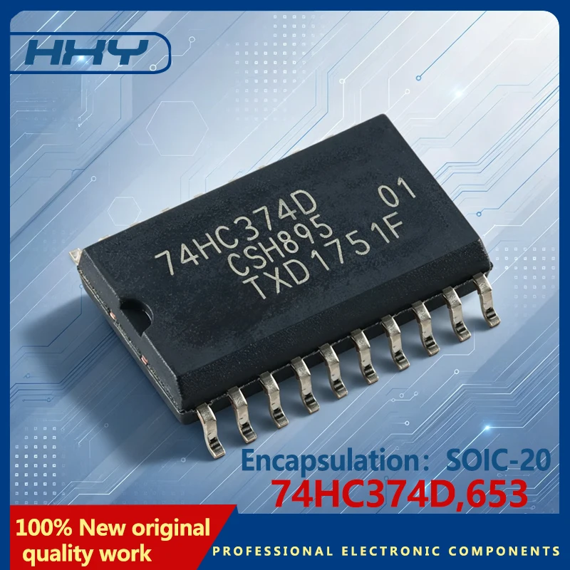 10PCS 74HC374D SOIC-20 653 Eight Channel D-Type Trigger Positive Edge Tri-State Integrated Circuit
