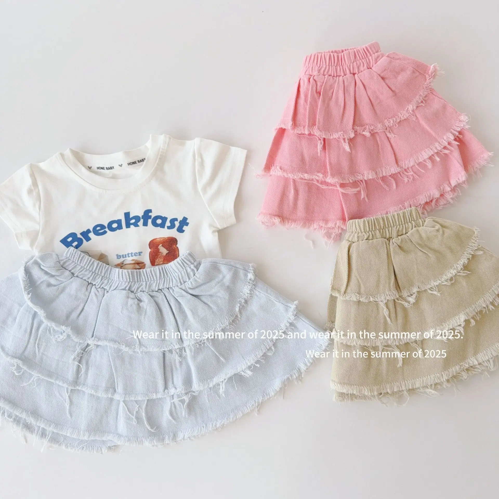 

Новинка лета 2024, милая юбка трапециевидной формы с высокой талией для девочек, милые детские юбки, однотонная кружевная многослойная юбка для маленьких девочек, детская пышная юбка