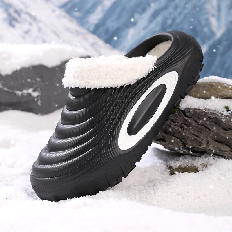 YRZL Zapatillas peludas para hombre, zapatos de casa cálidos de invierno, zapatillas térmicas antideslizantes, cómodas, antideslizantes para interiores, zapatillas de invierno para hombre