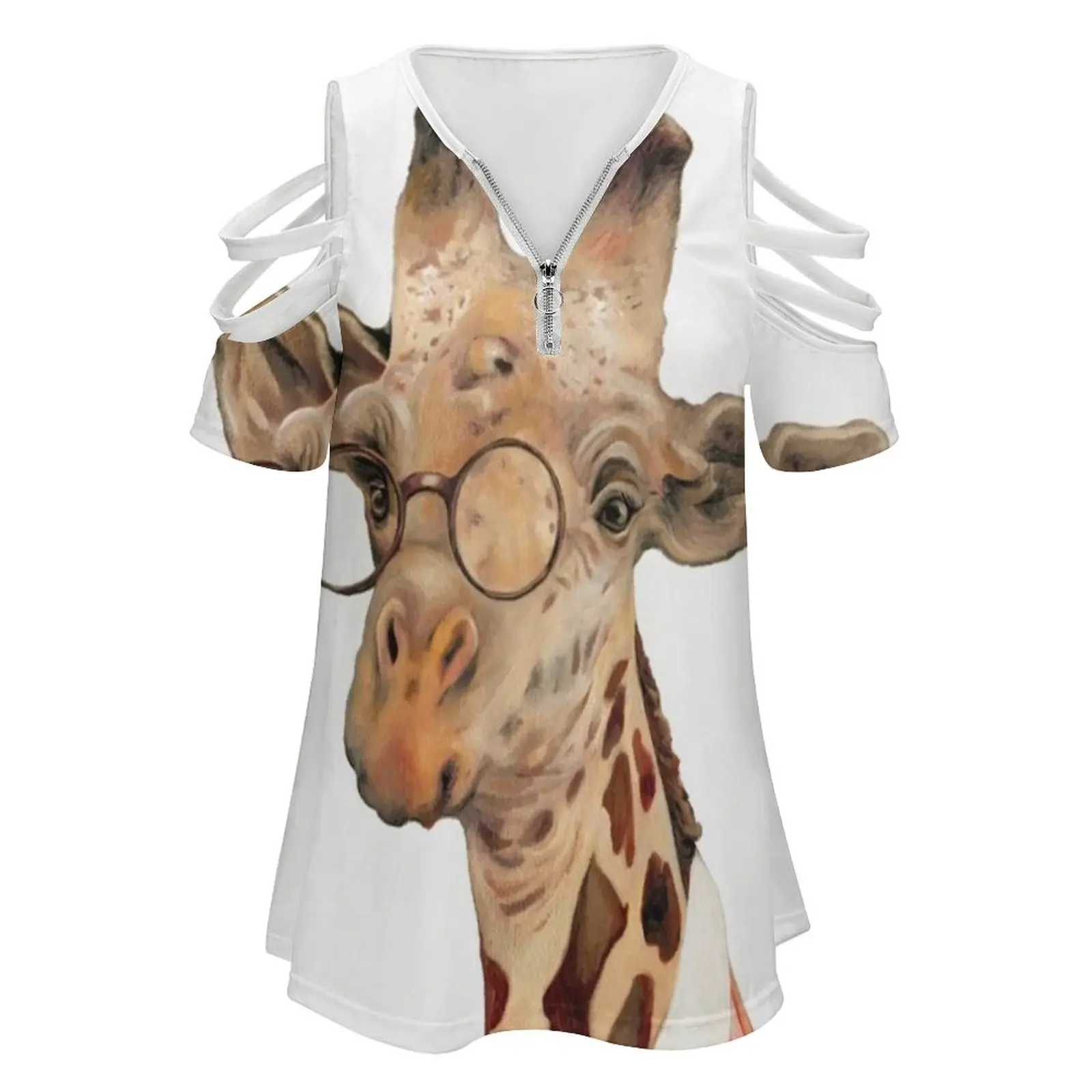 Lady Giraffe Woman's T-Shirt Spring And Summer Printed T Shirts Various styles T-shirts Giraffe Girls Nursery For Her Librarian