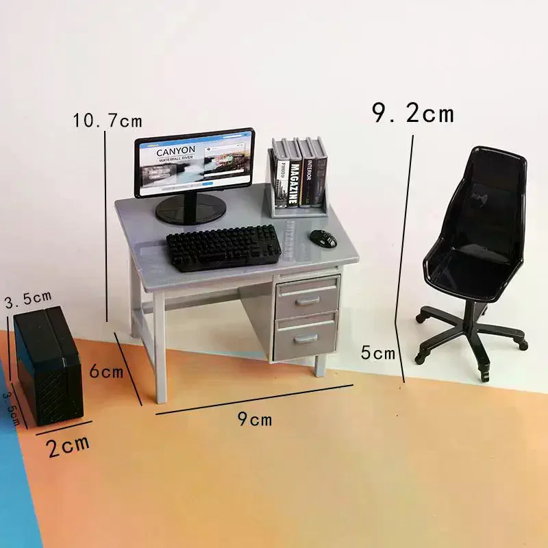 1Set 1/12 Puppenhaus Miniatur Computer Tastatur Schreibtisch Stuhl Modell Möbel Zubehör Für Puppe Haus Dekor Pretend Spielen Spielzeug Geschenk