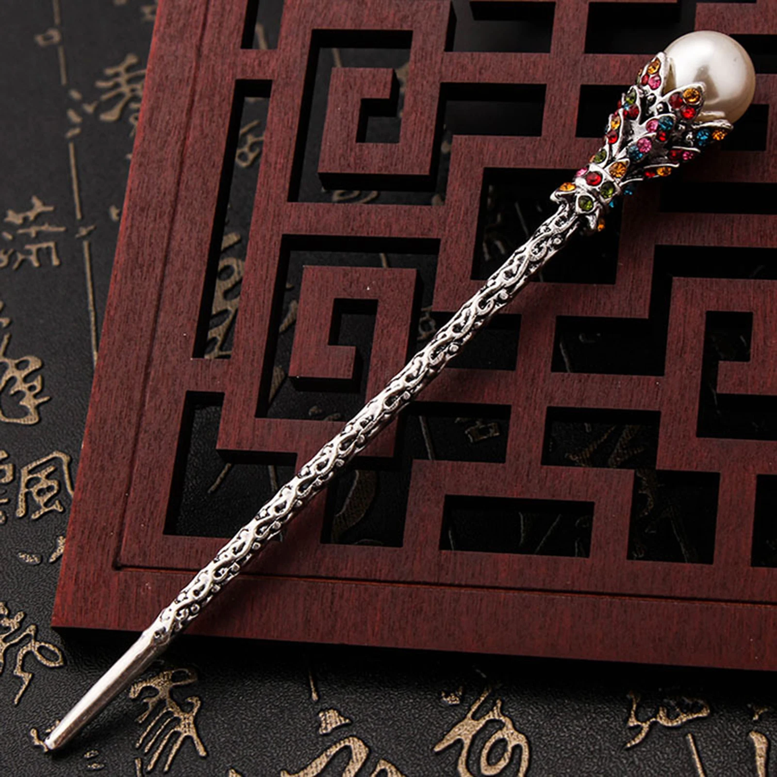 Ethnic Hair Stick Fork Metal Crystal Pearl Hairpin Chinese Hanfu Hair Accessories Vintage Girls Hair Bun Jewelry Retro Tiaras