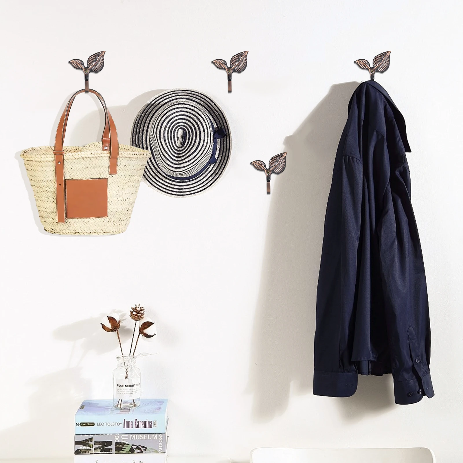 

Leaf Coat Iron Wall Storage Hooks Bedroom Bathroom Decorative Small Hooks Smooth Surface Strong Capacity