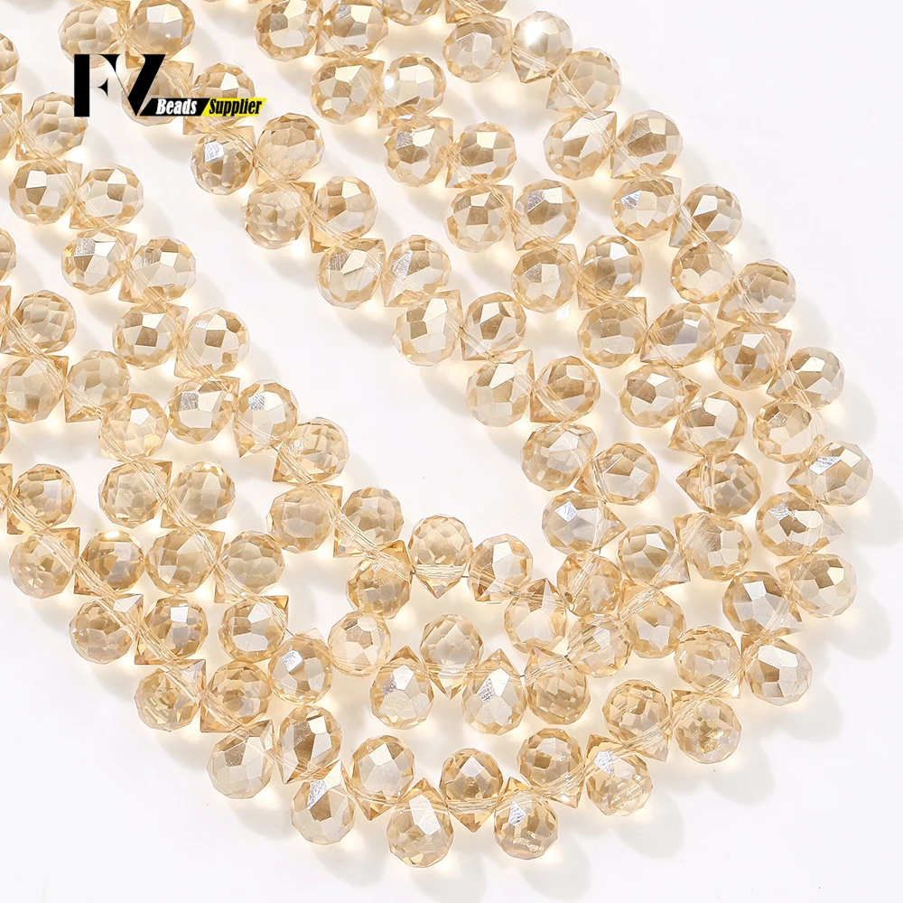 6mm Natural Stone Beads Champagne Golden Waterdrop Crystal Loose Beads For Jewelry Making Handmade Diy Bracelet Accessories