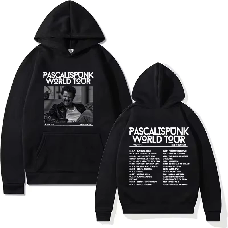 Pedro Pascal World Tour Two Double Sided Graphics Hoodie Men's Hip Hop Vintage Hoodies Male Fashion Fleece Sweatshirt Streetwear