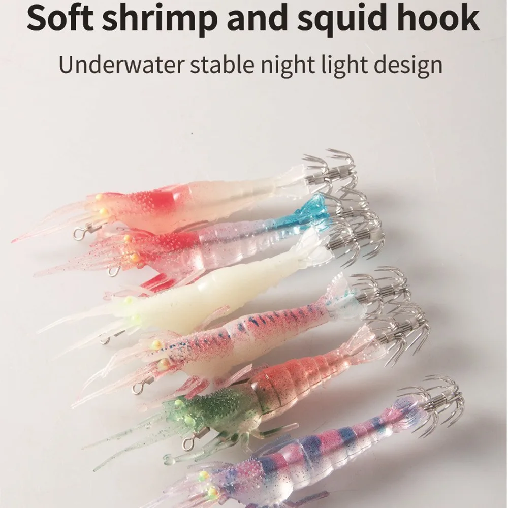 New style Sea Fishing Prawn Lure Single hook Soft Shrimp Fake Bait 10cm 9.4g Portable Hook Worm Silicone