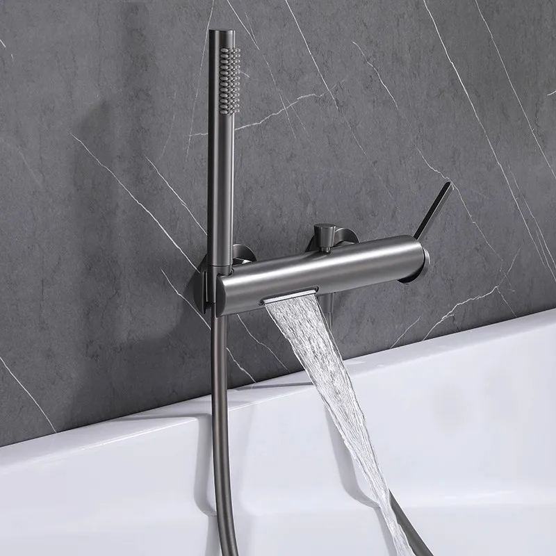 Bathroom Shower Faucet Set Wall Mounted Waterfall Style Brass Bathtub Faucet Set Brush Gold /Chrome Finished New