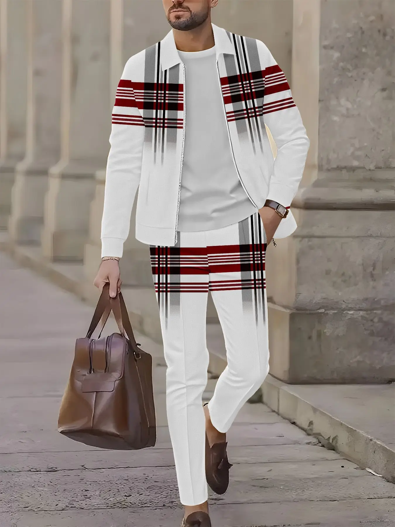 

Комплект из 2 предметов, модный мужской спортивный топ с длинными рукавами и длинные брюки в европейском и американском стиле.