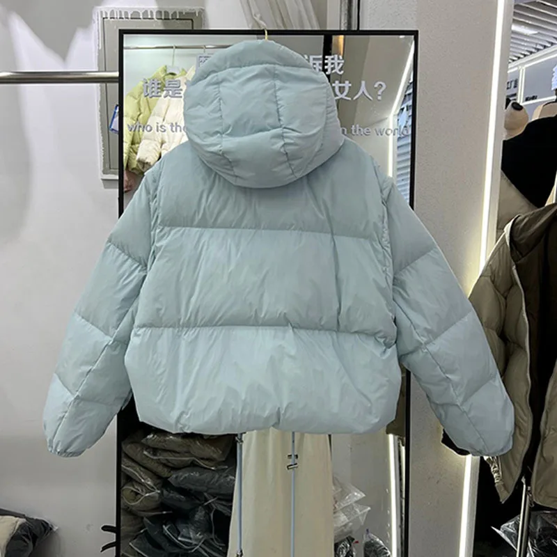 Autumn Winter 2023 New Down Jacket Women Hooded Thickened White Duck Down Fashion Clothing Long Sleeve Casual Warm Coat