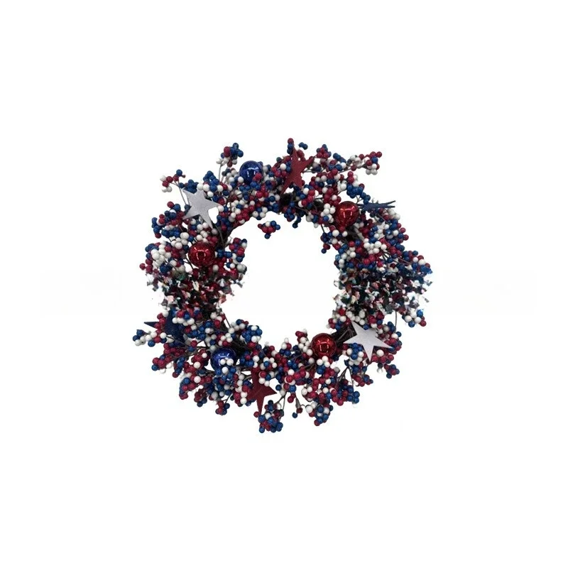 Simulation rose wreath National Day five-pointed star red, white and blue wheat ears home furnishing shopping mall