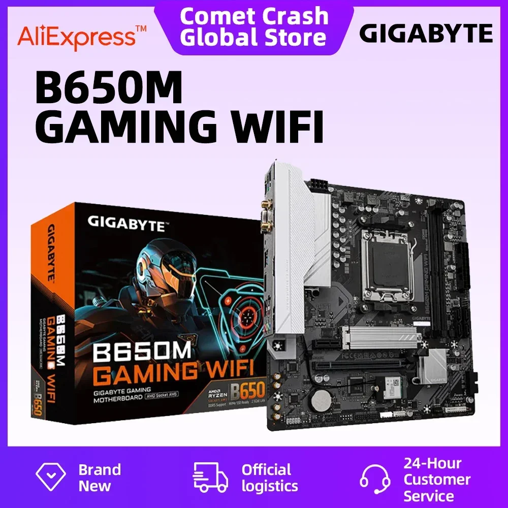 

GIGABYTE B650M GAMING WIFI Материнская плата AMD B650 Socket AM5 DDR5 128G M.2 USB3.2 6400 (OC) МГц 2,5G M-ATX Материнская плата для ПК Gamer