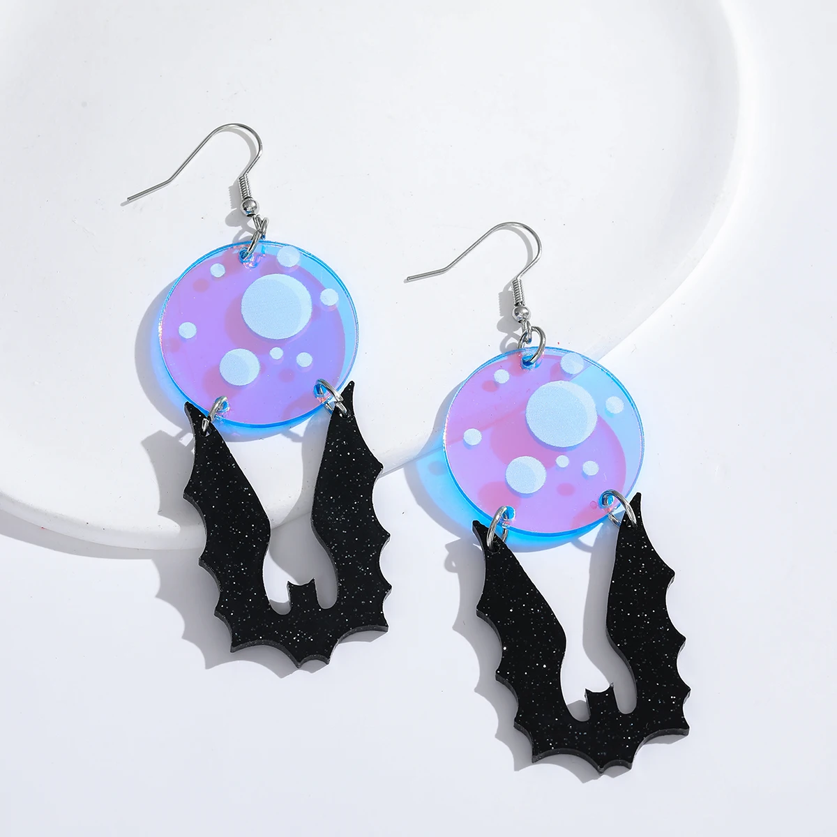 1pair Halloween Skeleton Cat Design Dangle Earrings Cartoon Cute Style Acrylic Jewelry Ghost Festival Earrings