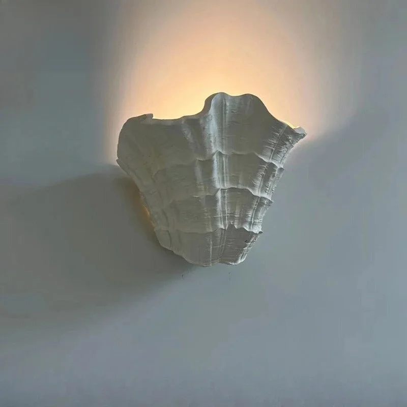 Shell Shaped Wall lamp Design Shell Gypsum Wall light for Bedroom Bedside Creative Staircase Porch Aisle Decorative Light
