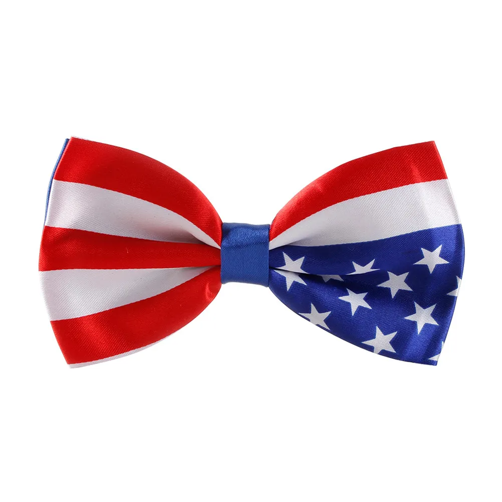 Usa Flag Bowtie for Men Polyester Material Smooth Patriotic Symbol Hope Peace Anniversary Father's Day Birthday Gift