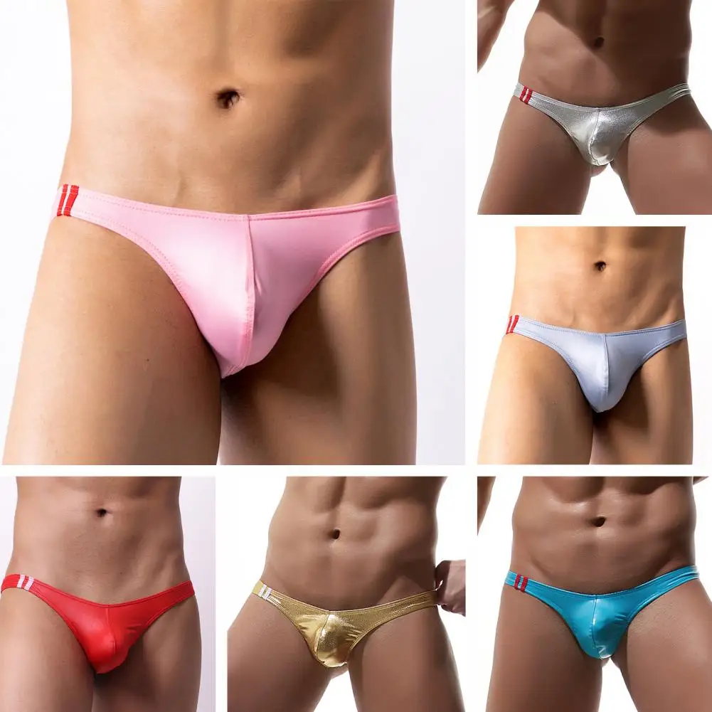 Cuecas masculinas de imitação de couro de imitação de cintura baixa cuecas sexy roupa interior confortável para um ajuste apertado cuecas masculinas